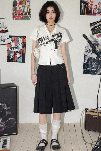 Weiße Bluse mit V-Ausschnitt und Aufdruck