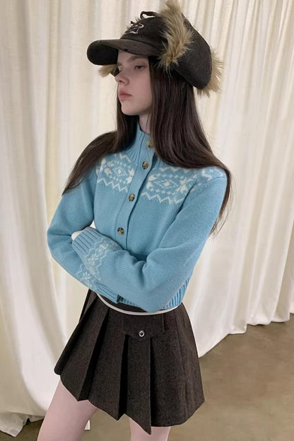 Brown Woolen Pleated Skirt