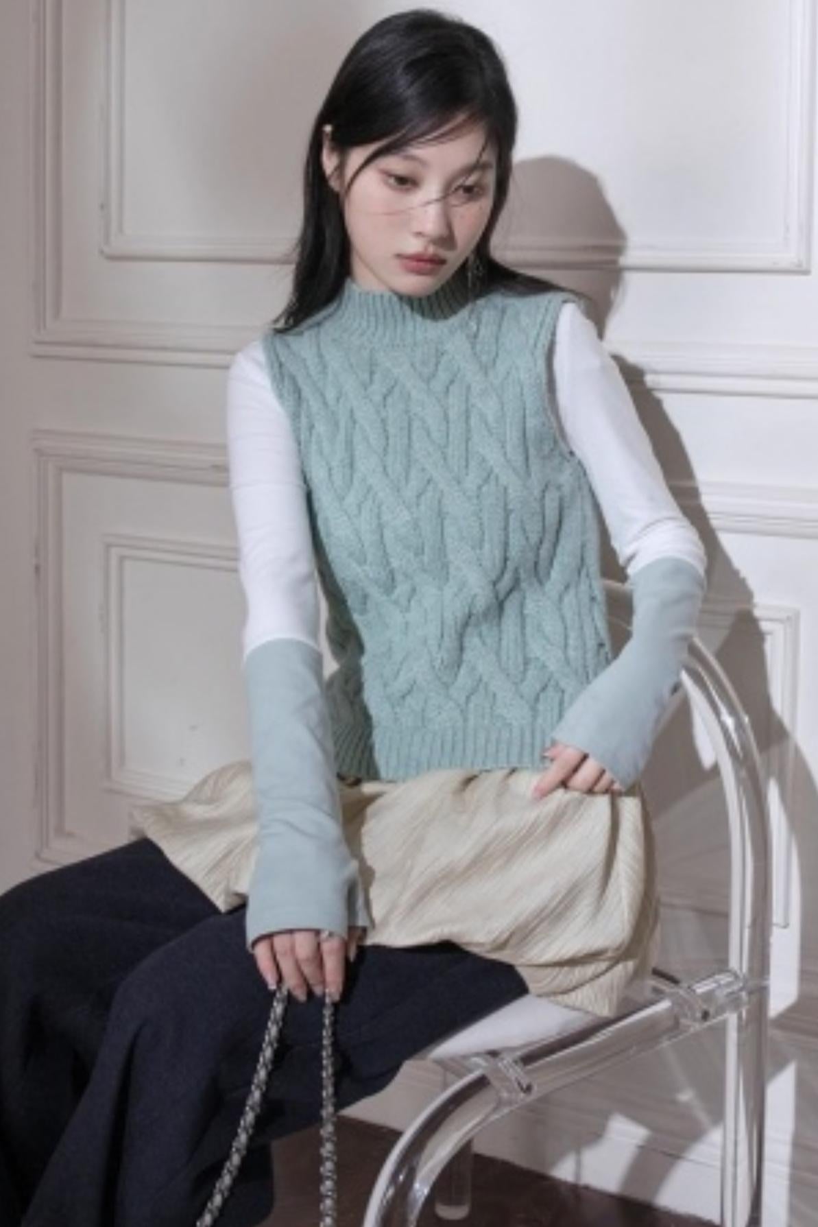 Lake Blue Wool Patchwork Dress