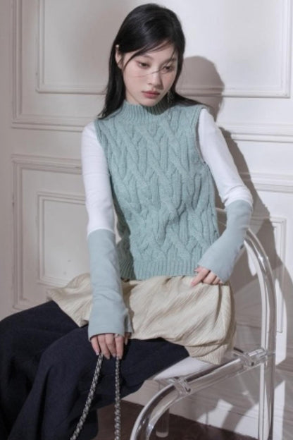 Lake Blue Wool Patchwork Dress