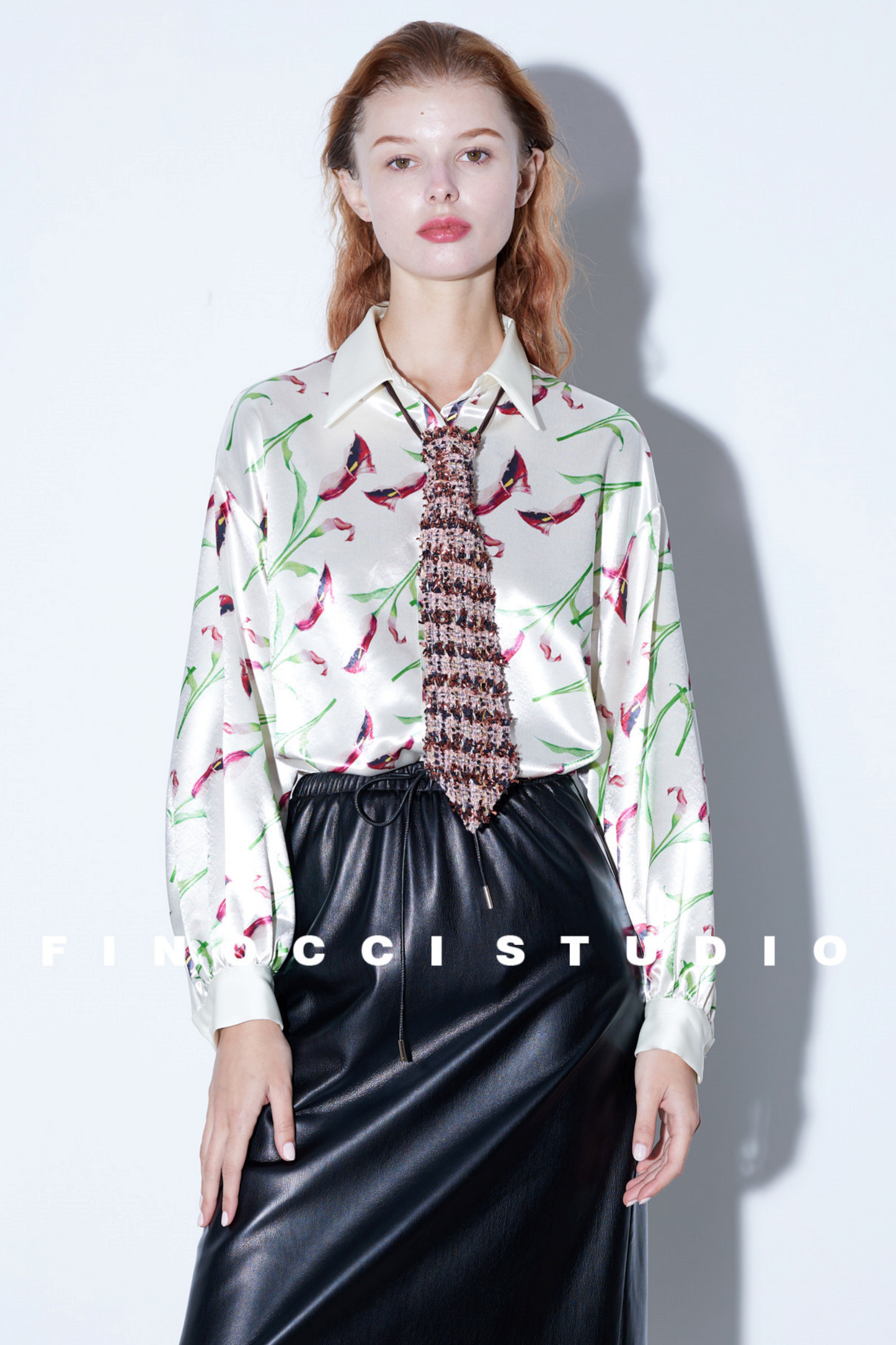 Artistic Calla Lily Satin Blouse