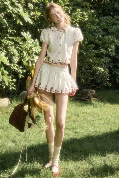 White Lace Shirt Skirt Set-Up