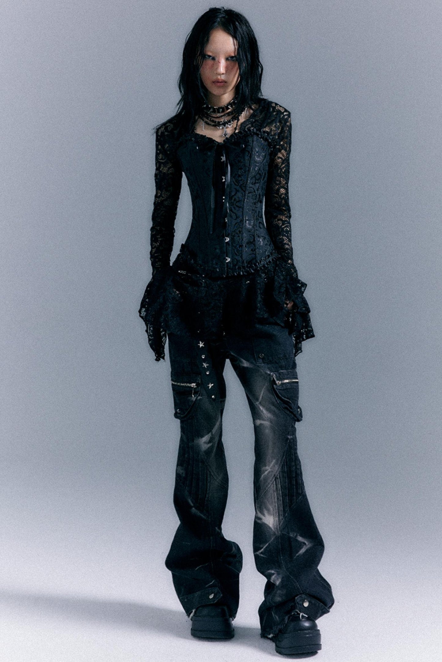 Lace Herringbone Corset Top Set-Up