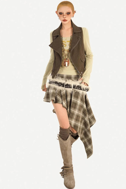 Retro Coffee Denim Vest Jacket