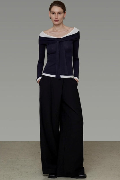 Contrasting One-Shoulder Knitwear