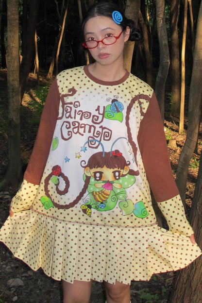Fairy Camp Beige Pleated Dress