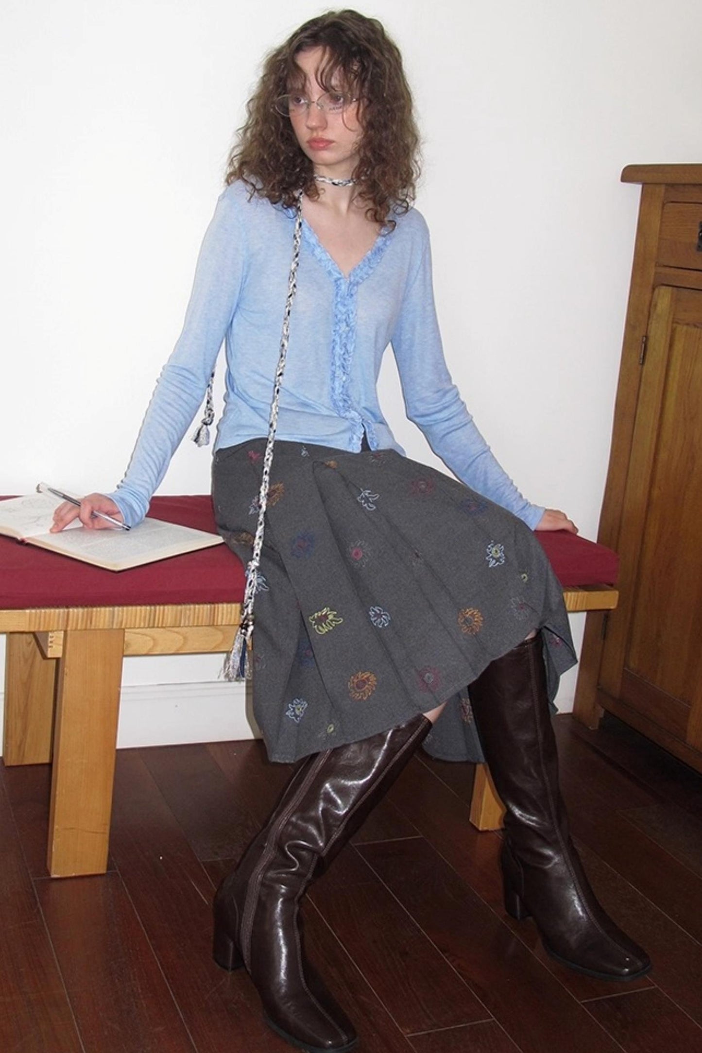 Wild Sun V-neck Knitted Long Sleeve T-Shirt