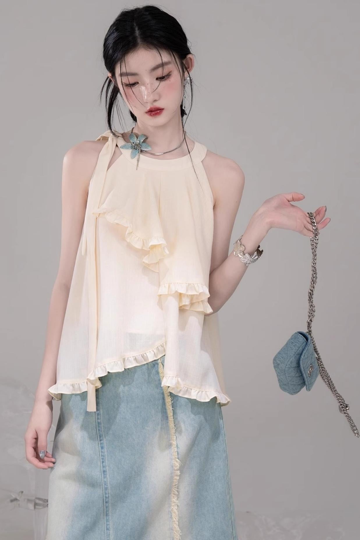 Chill Apricot Ruffle Pants Set-Up