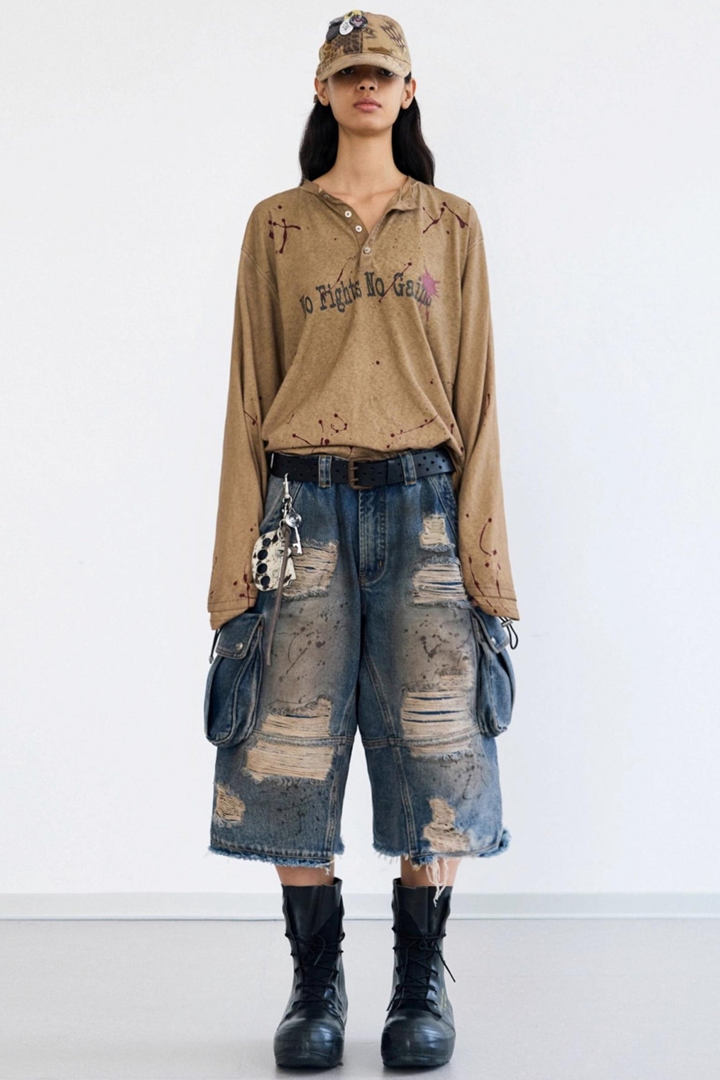 Vintage Splash Ink Henley Tee