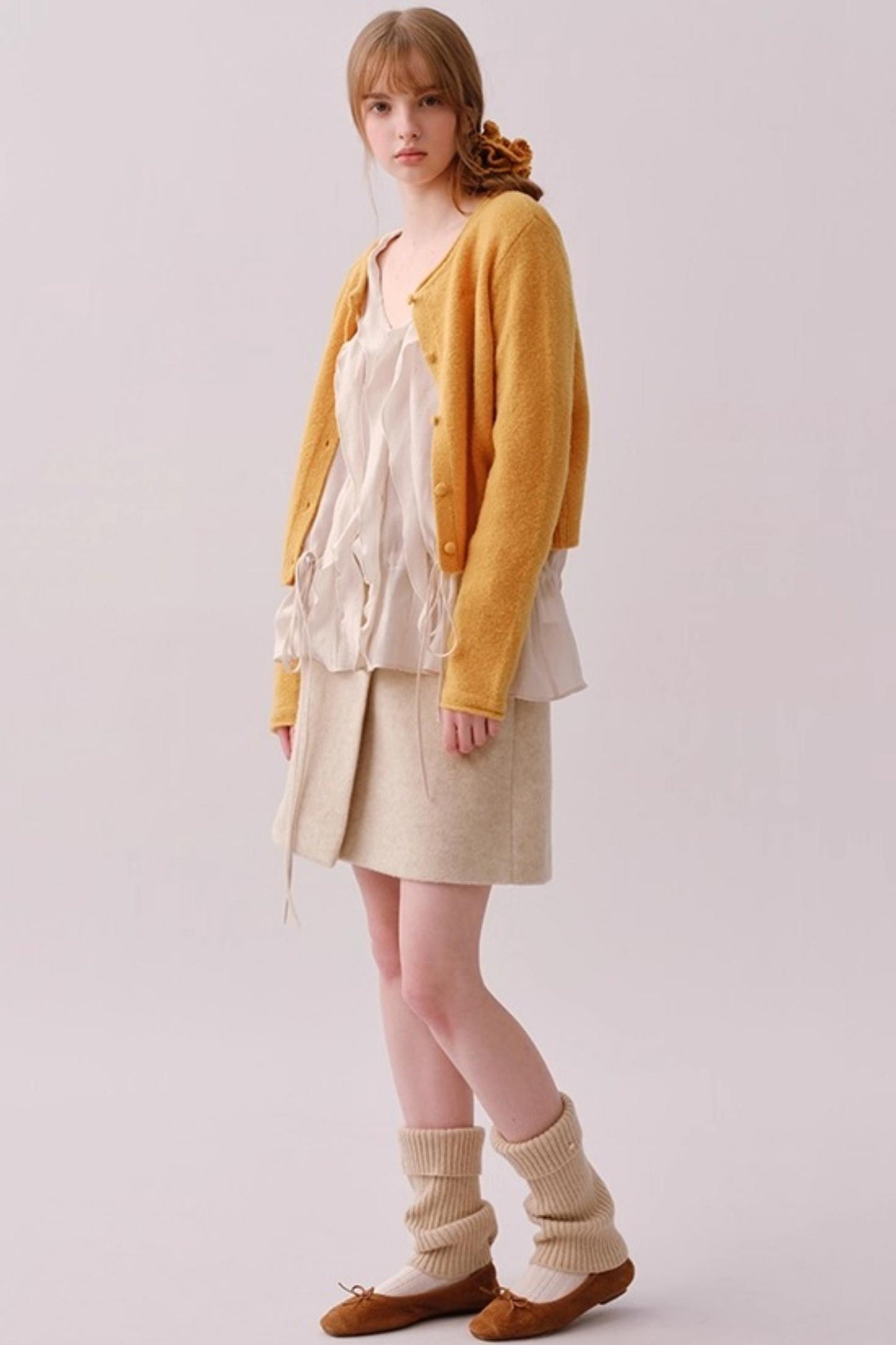 Lyocell Ruffled V-Neck Shirt