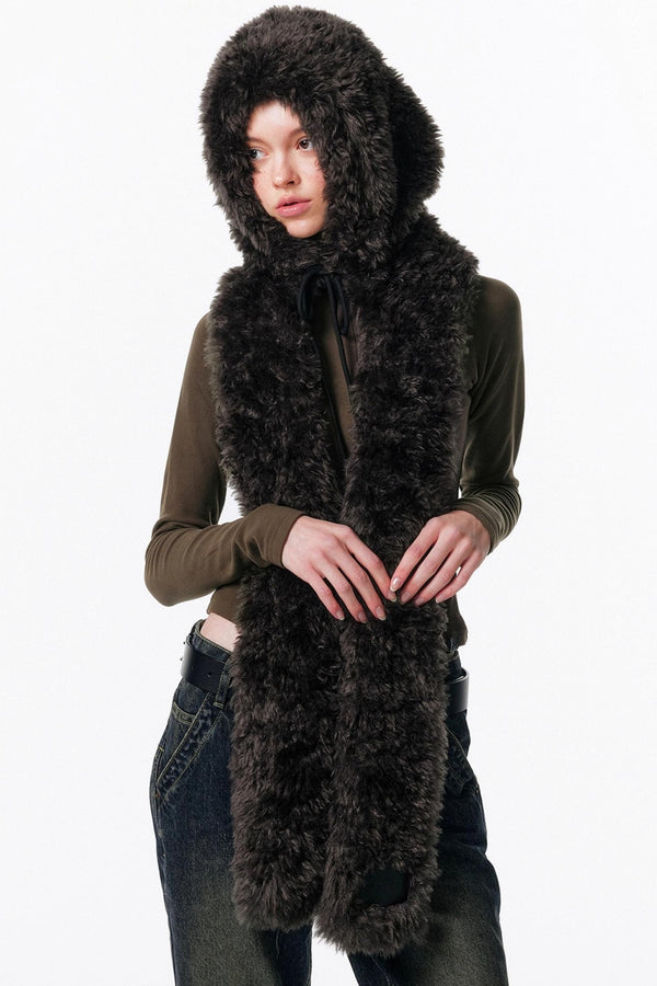 Eco-Friendly Fur Hooded Scarf