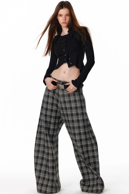 Retro Plaid Fleece Lined Sweatpants