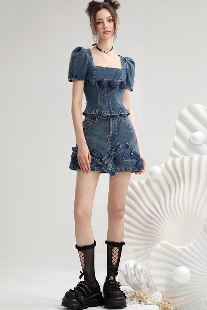 Cool Summer Denim Skirt Set