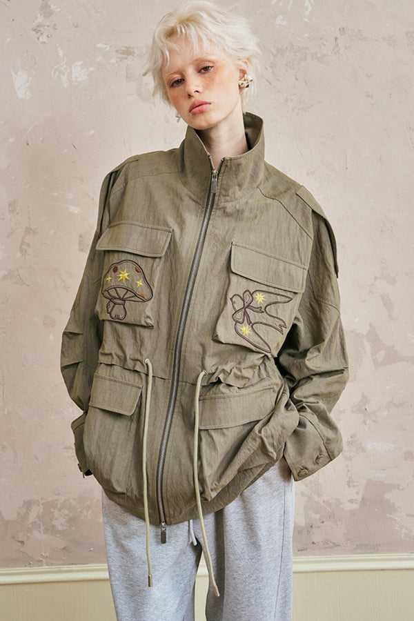 Cargo Pocket Embroidered Jacket