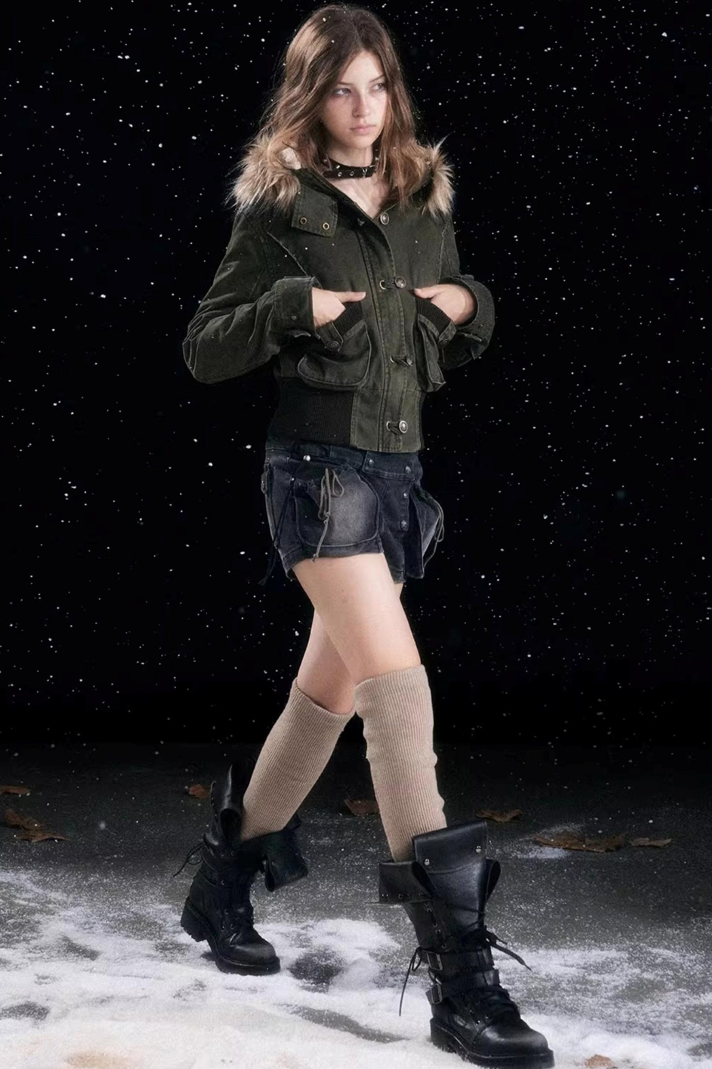 Autumn Flower Bud Denim Shorts