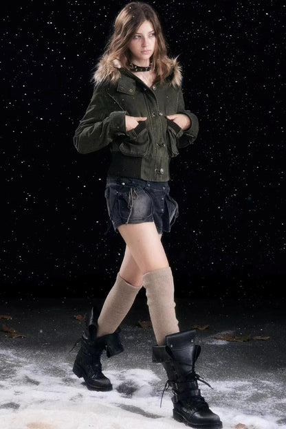 Autumn Flower Bud Denim Shorts