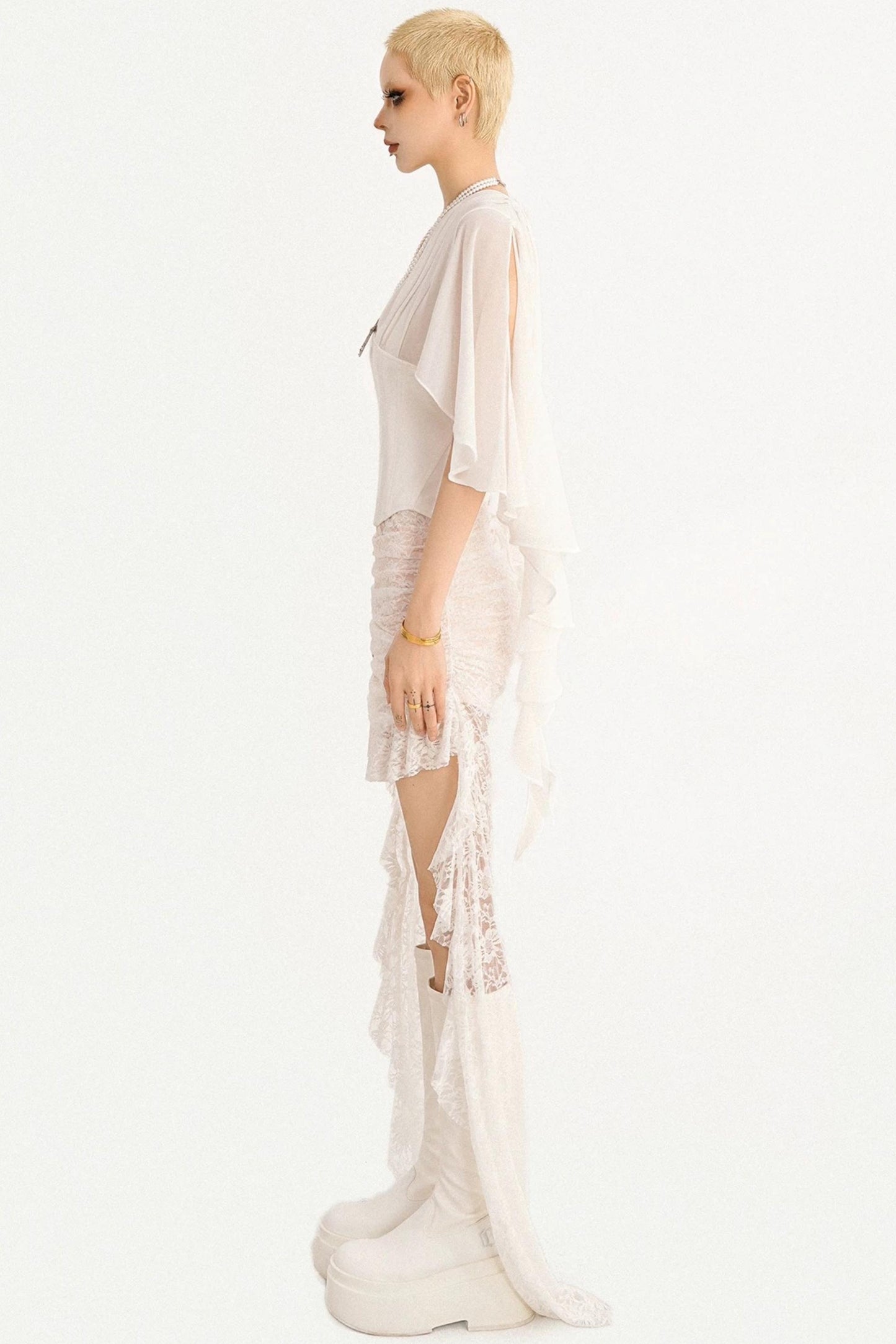 French Ribbon Mesh Blouse