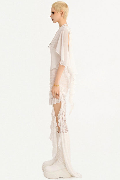 French Ribbon Mesh Blouse