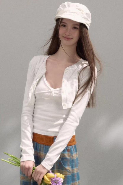 Sweet Embroidered Knitwear Set