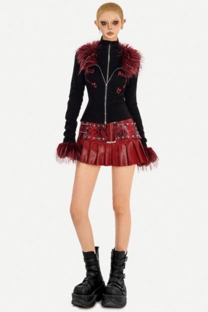 Flame Fur Collar Cardigan