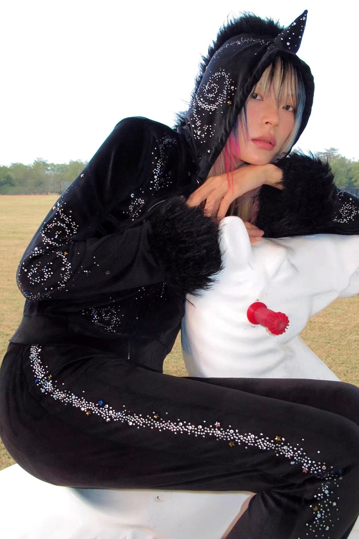 Unicorn Velvet Flared Pants