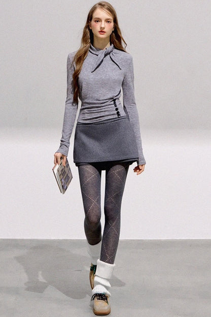 Mint Asymmetrical Button Knitwear