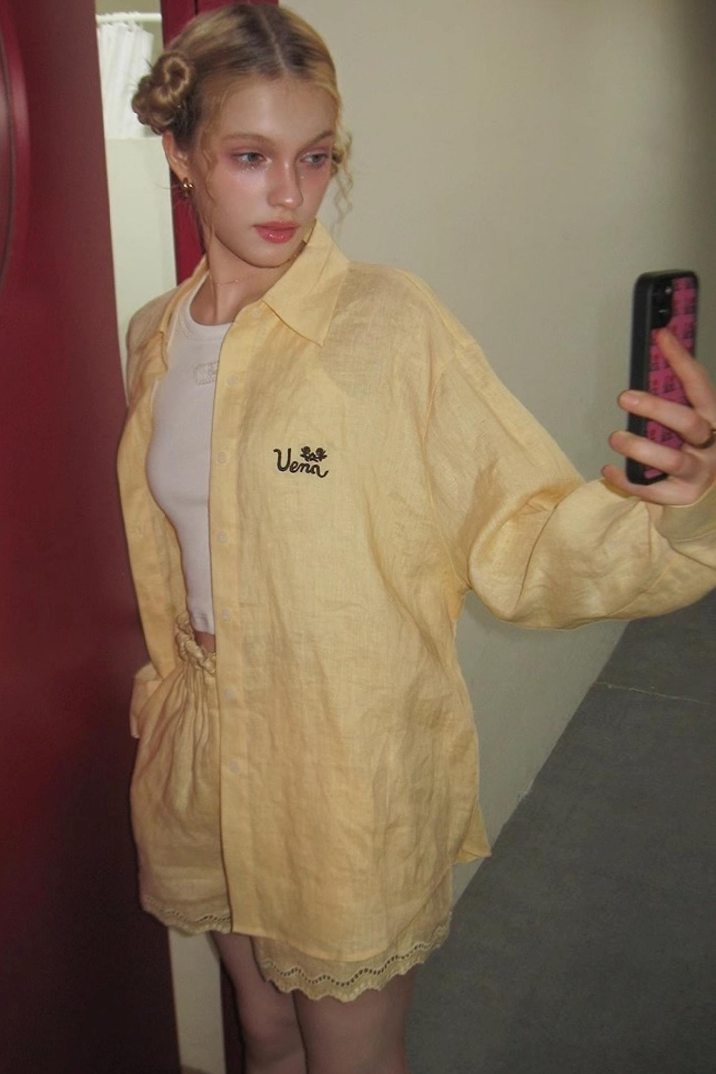 Lace Ensemble Shirt And Shorts Set-Up