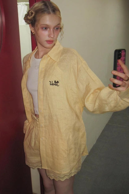 Lace Ensemble Shirt And Shorts Set-Up