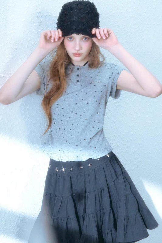 Lace-Trimmed Slim Fit Tee