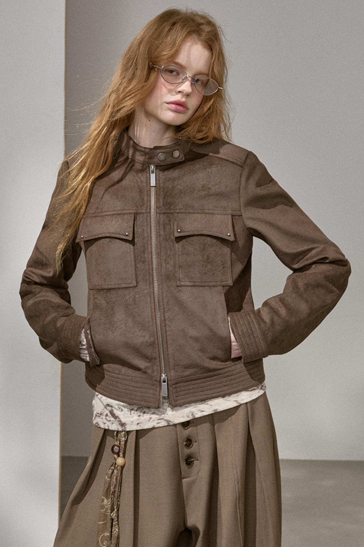 Suede Tailored Short Jacket