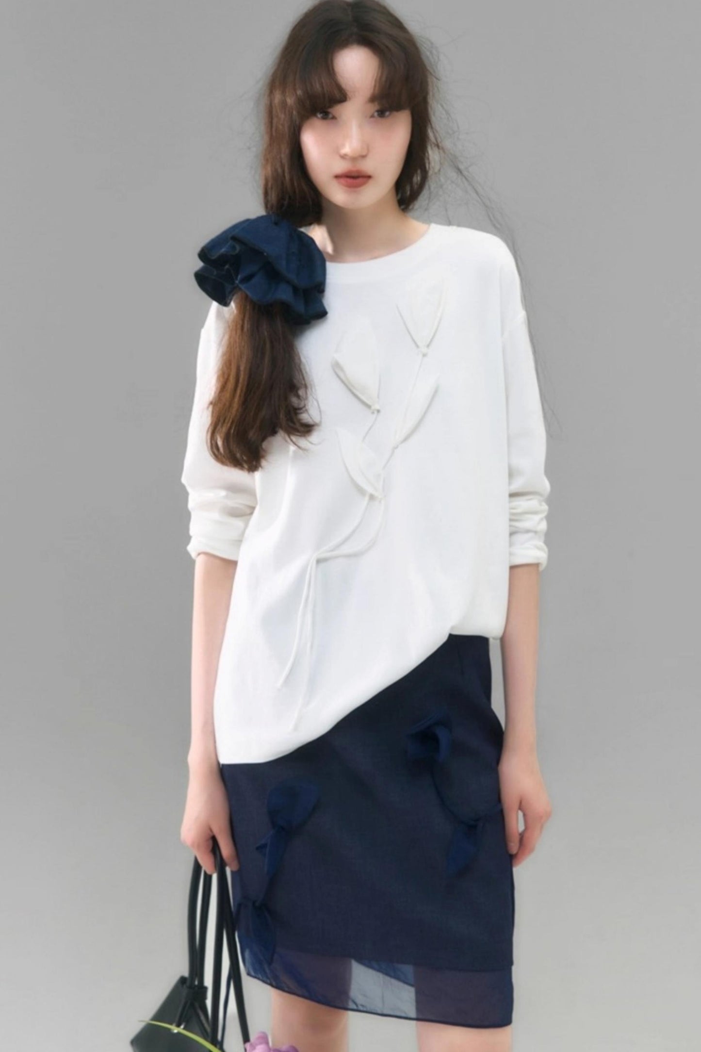 Denim Patchwork Organza Skirt