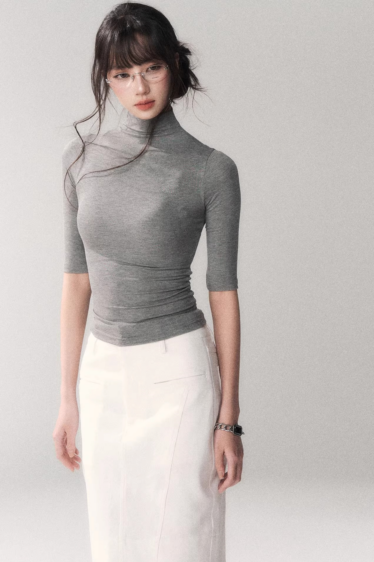 Retro Mid-Sleeve Slim Top