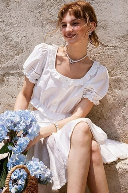 White Lace A-Line Skirt