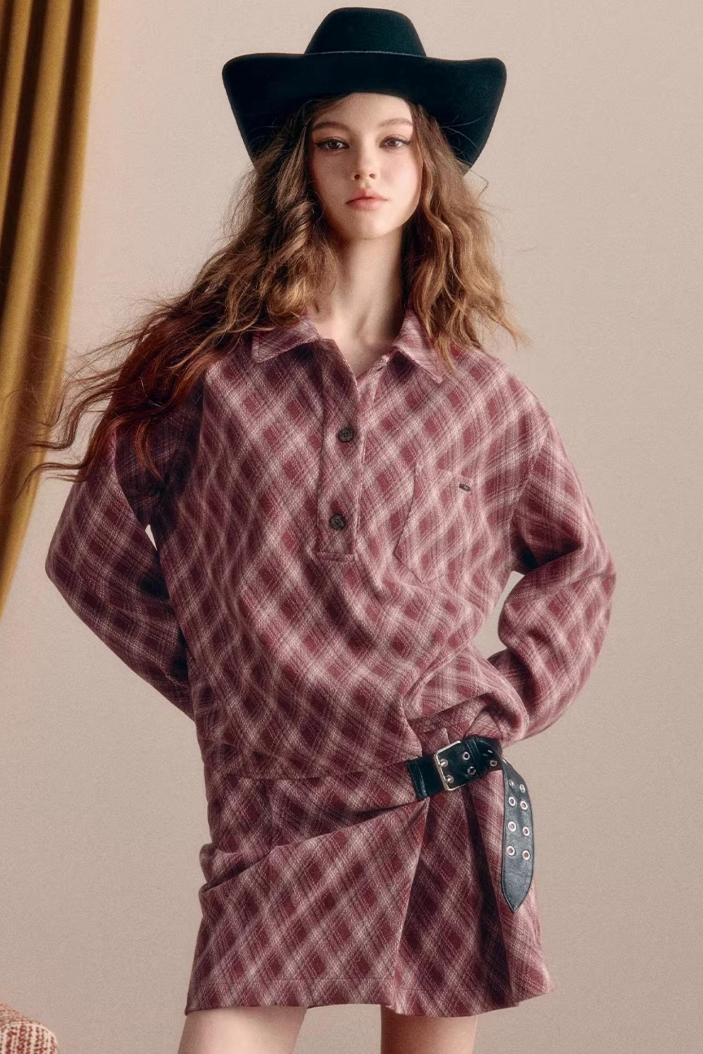 Vintage Plaid Shirt Dress
