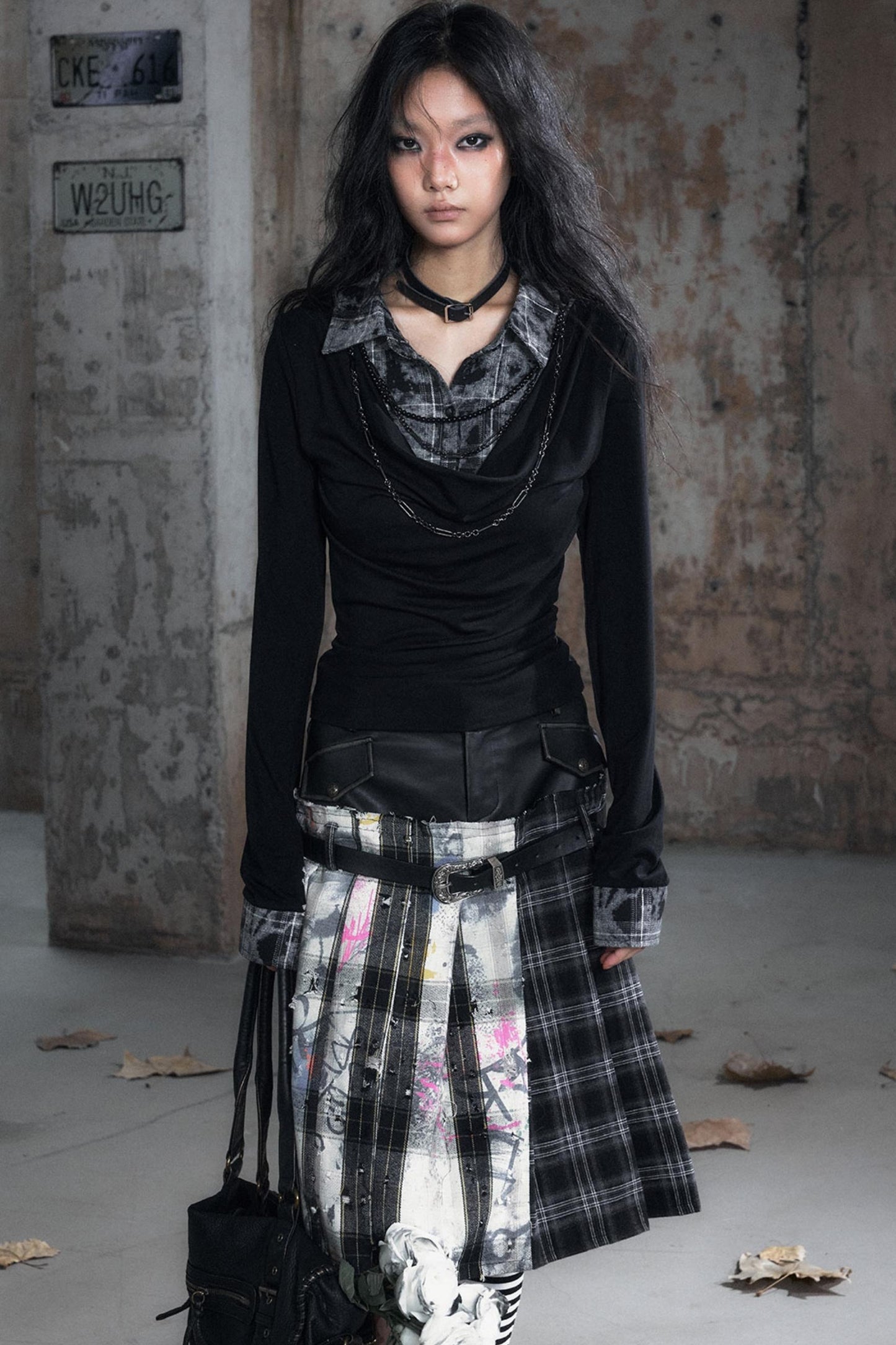 Swing Collar Long Sleeve Shirt