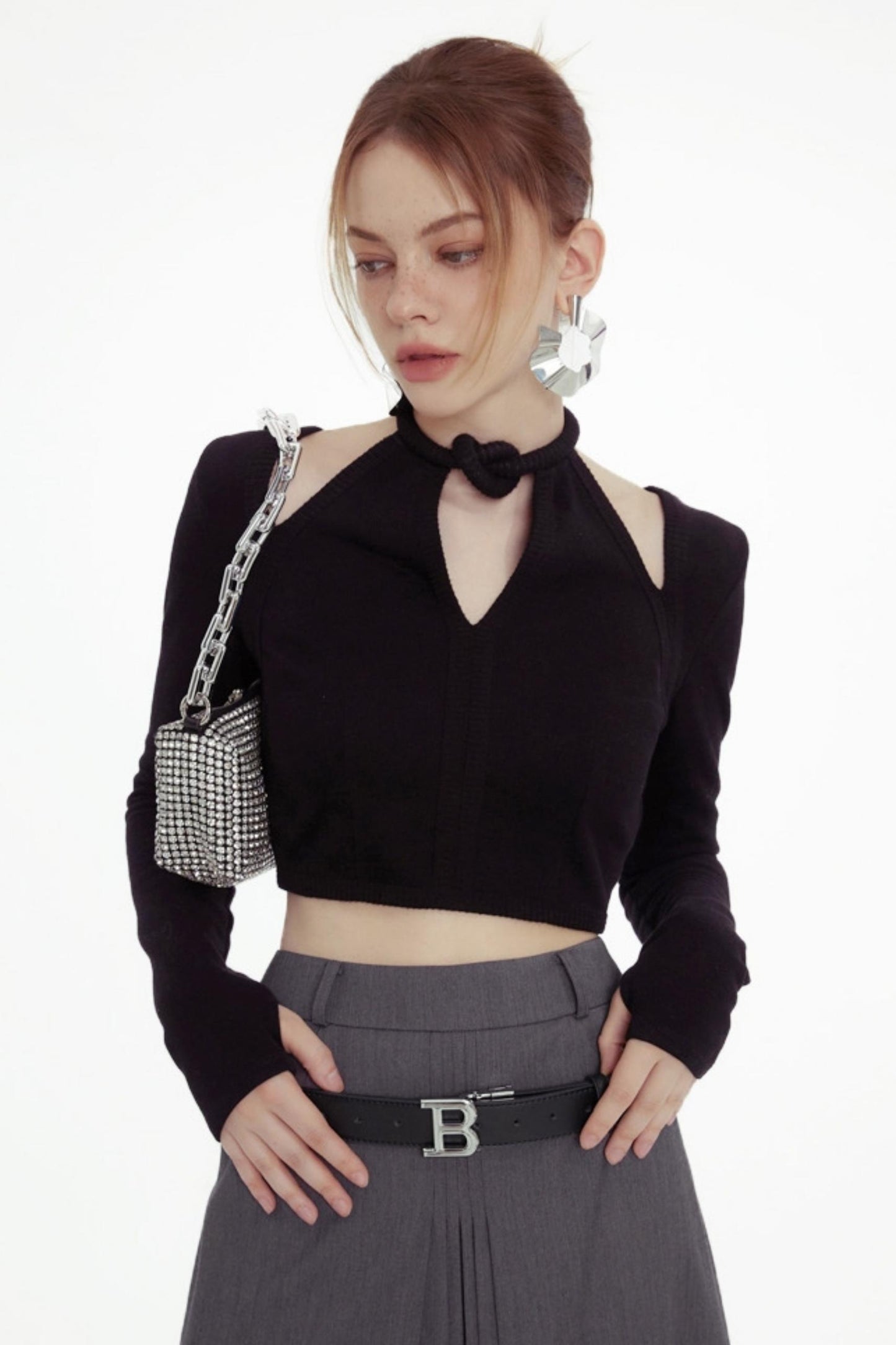 Chic Cutout Gray Maxi Skirt