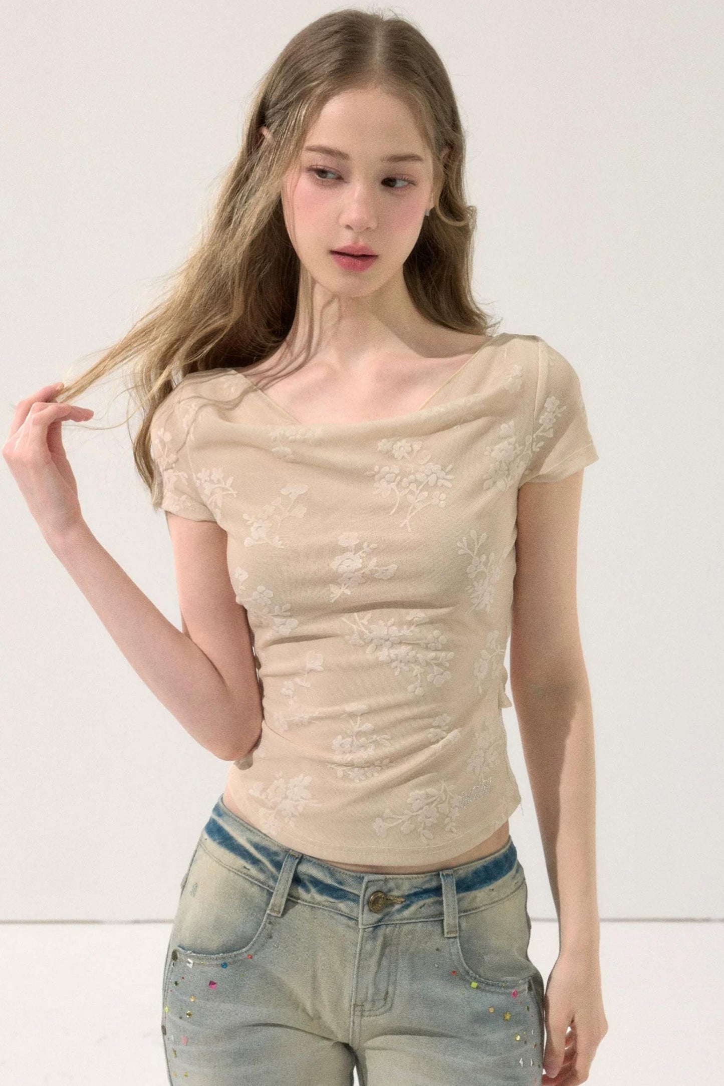 Romantic Velvet Floral Top