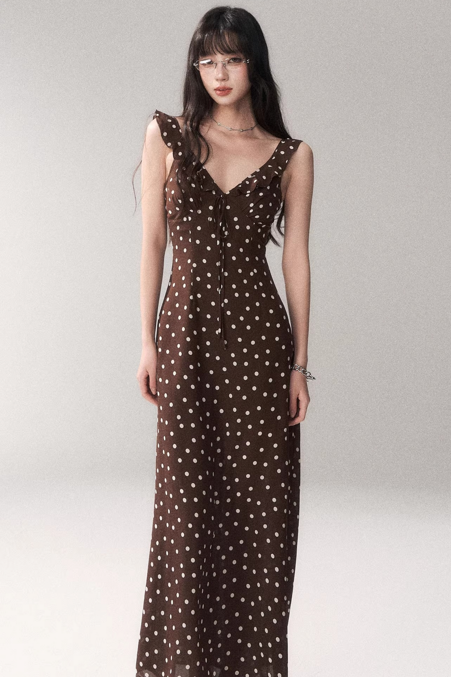 Brown Polka Dot Summer Dress