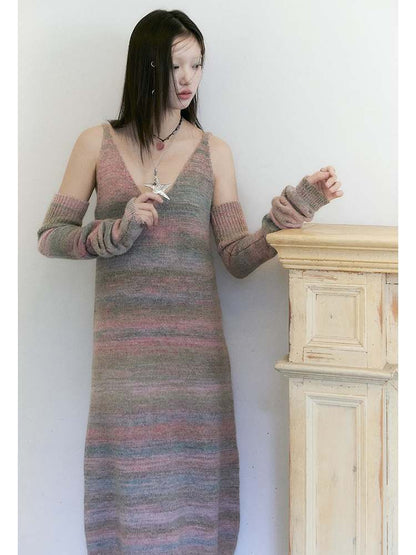 Gradation Knit V-Neck Cami Dress