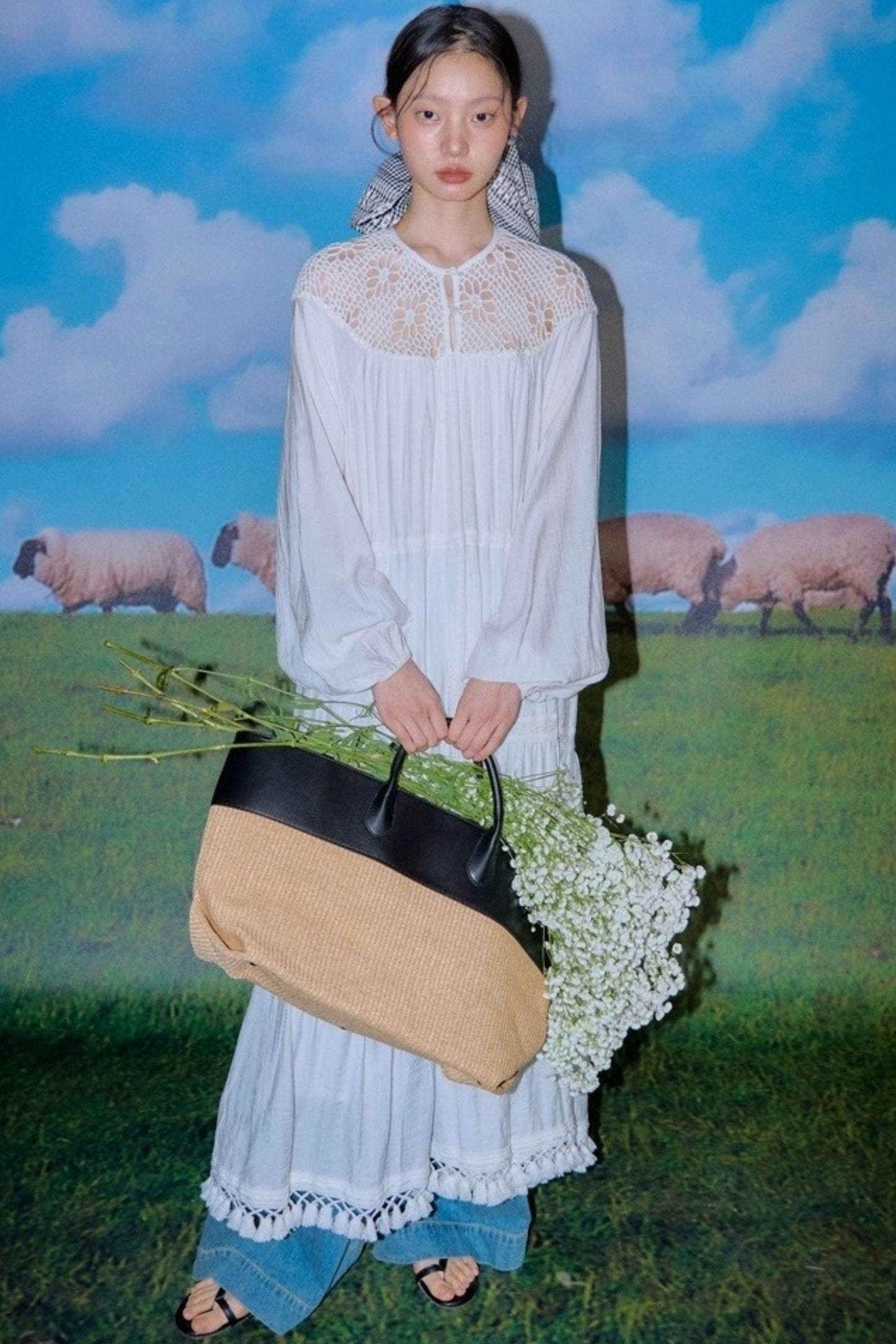 Dream Catcher Lace Panel Long-Sleeved Dress