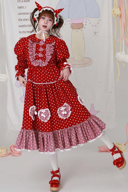Vintage Christmas Polka Dot Lolita Dress