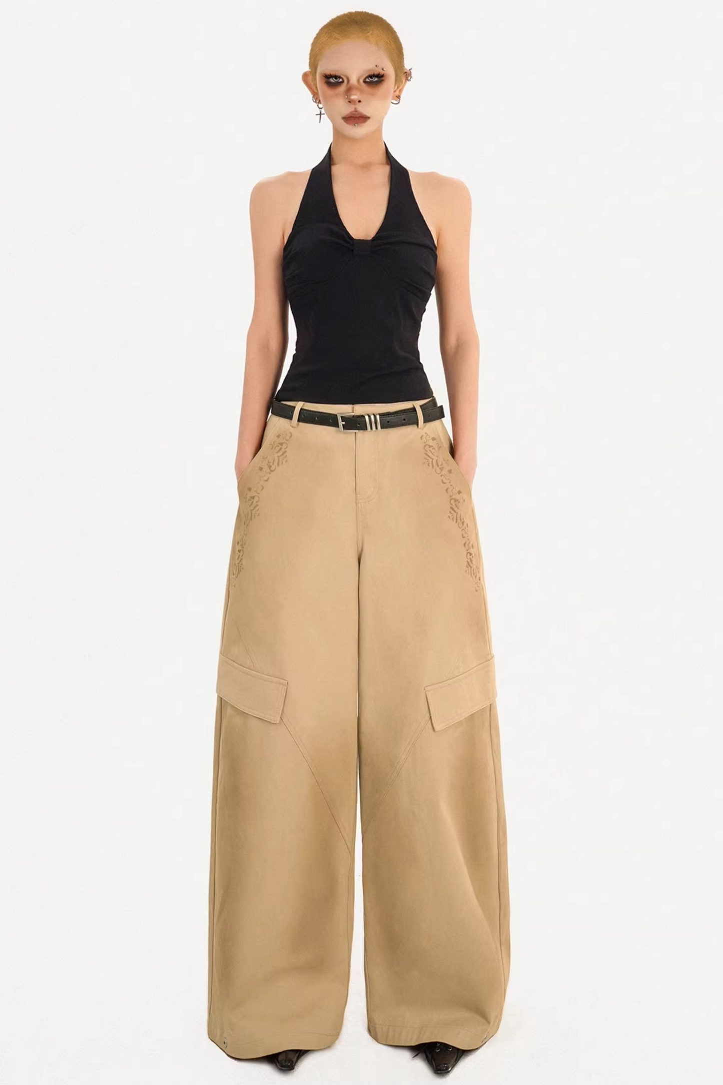 Light Retro Wide-Leg Pants
