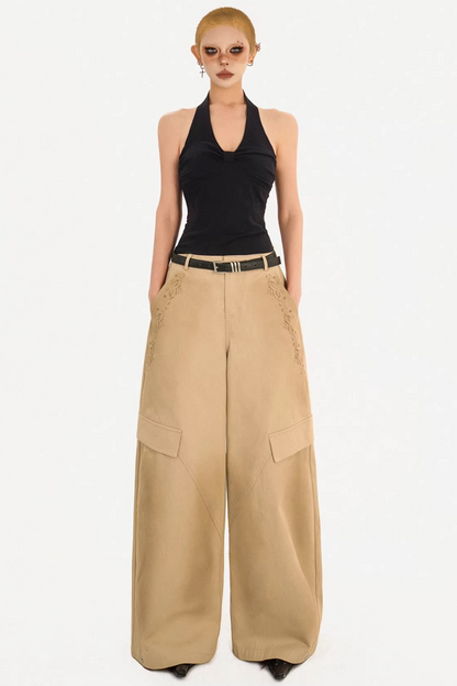 Light Retro Wide-Leg Pants