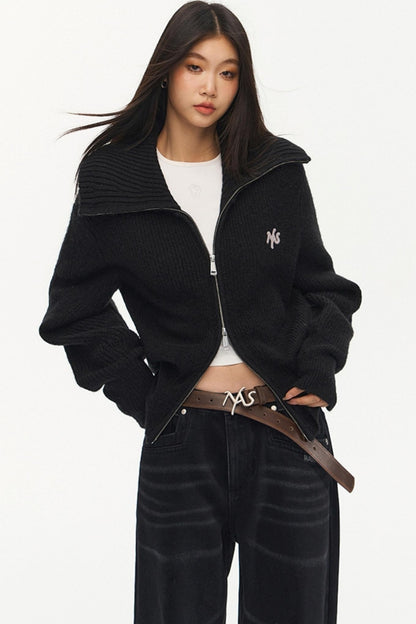 Night Style Rib Knit Slim Jacket