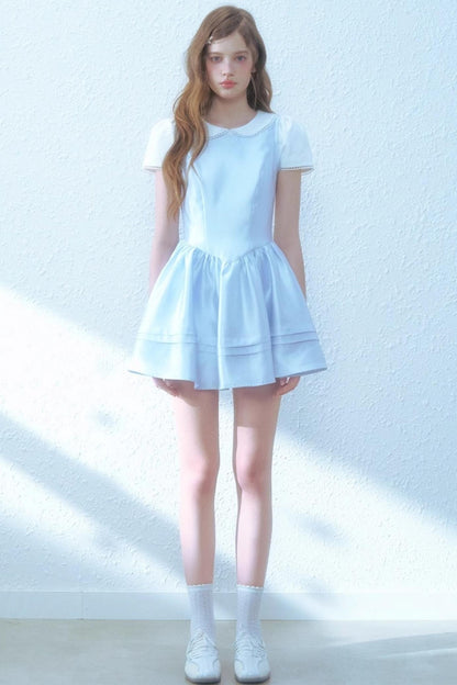 Satin Blue College Dress