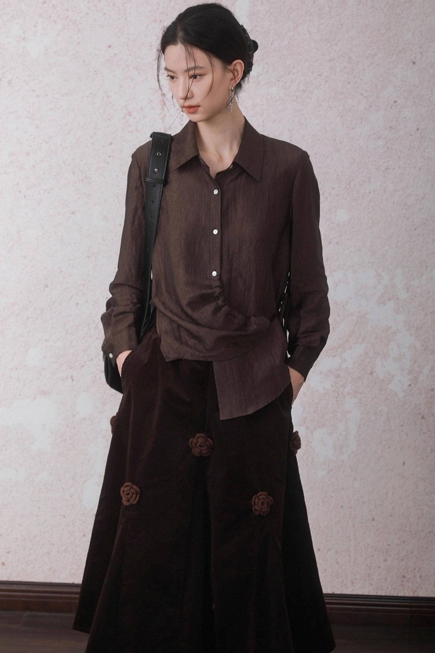 Autumn Acetate Chinese Shirt