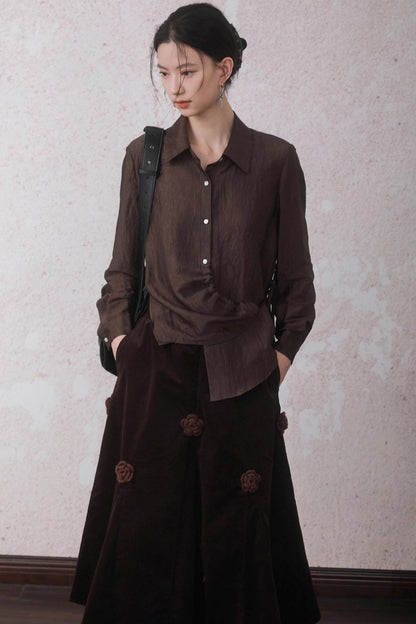 Autumn Acetate Chinese Shirt