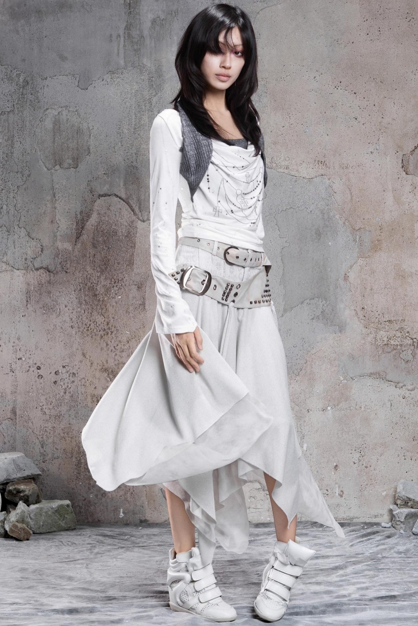 Irregular Multi Layer Rivet Skirt