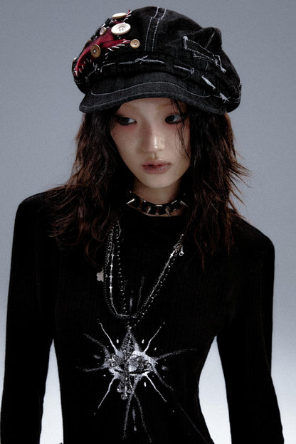 Garden Punk Denim Beret