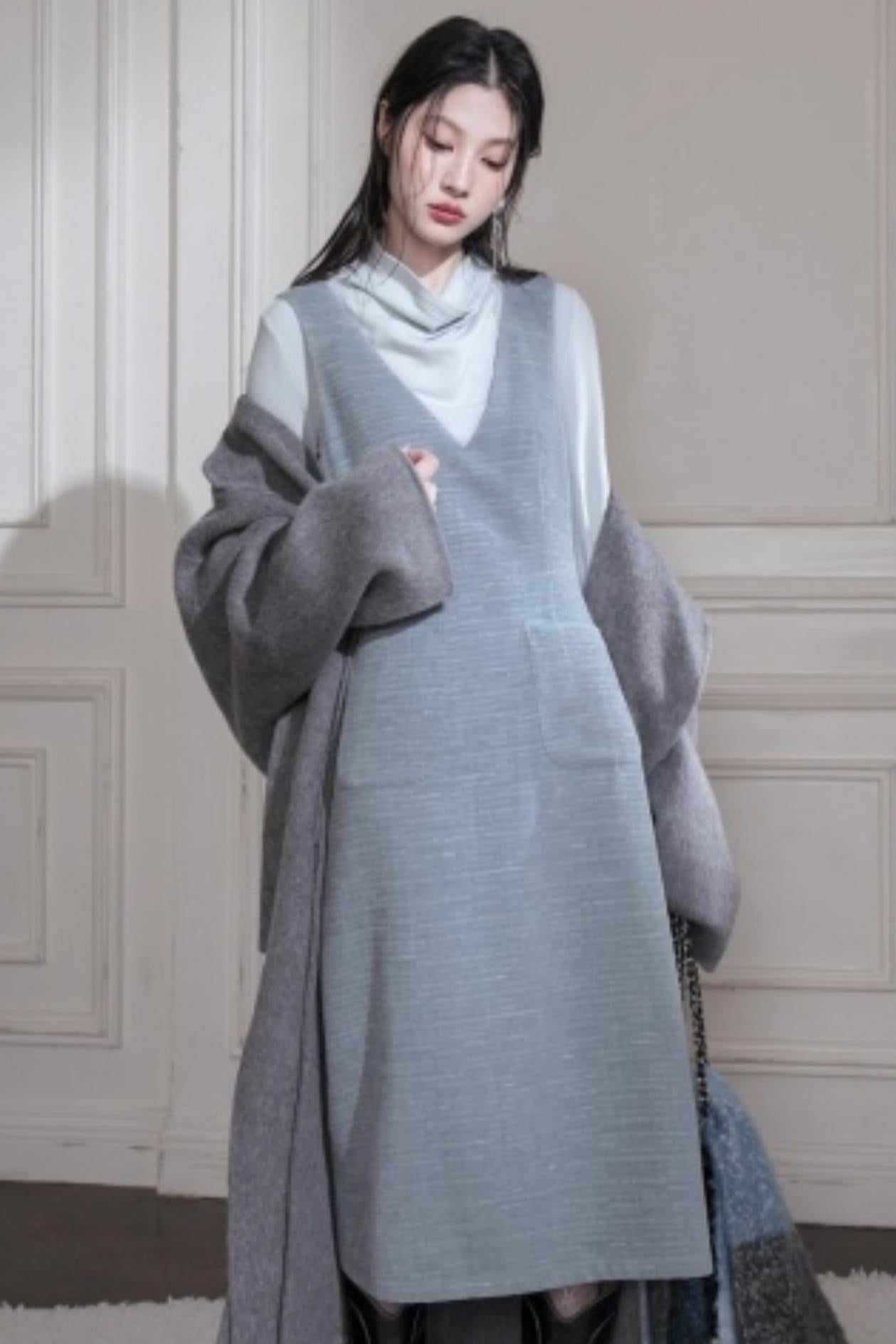 Lake Gray Chenille Tie-Up Dress